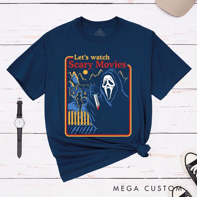 Personalized Let's Watch Scary Movies Classic T-Shirts Horror Movie Tshirt 80s Horror Movie Shirt