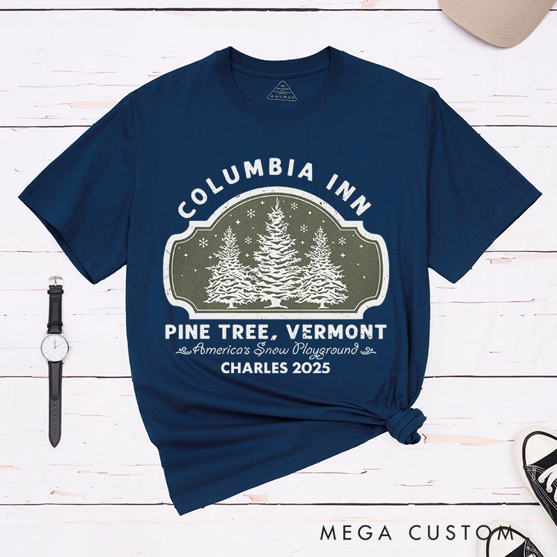 Personalized Pine Tree Inn Christmas Movie Classic T-Shirts Vintage Holiday Movies Tshirt Family Movie Shirt