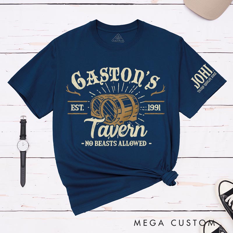 Personalized Gaston's Tavern Classic T-Shirts Princess Magic Movie Tshirt Film Fan Shirt