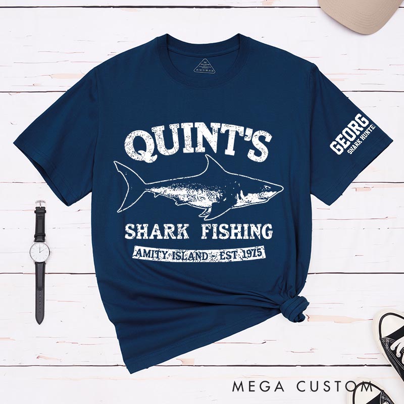 Personalized Shark Fishing Movie Classic T-Shirts Great White Shark Horror Movie Tshirt Halloween