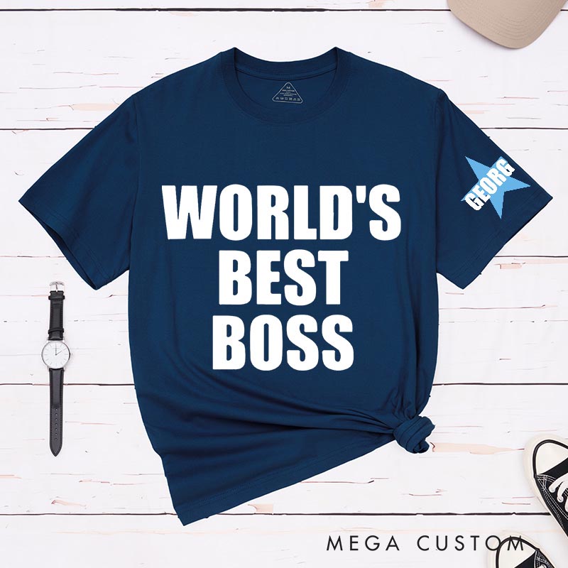Personalized World's Best Boss Star Funny Classic T-Shirts Daily Grind TV Series Tshirt Movie TV Show Fan Shirt