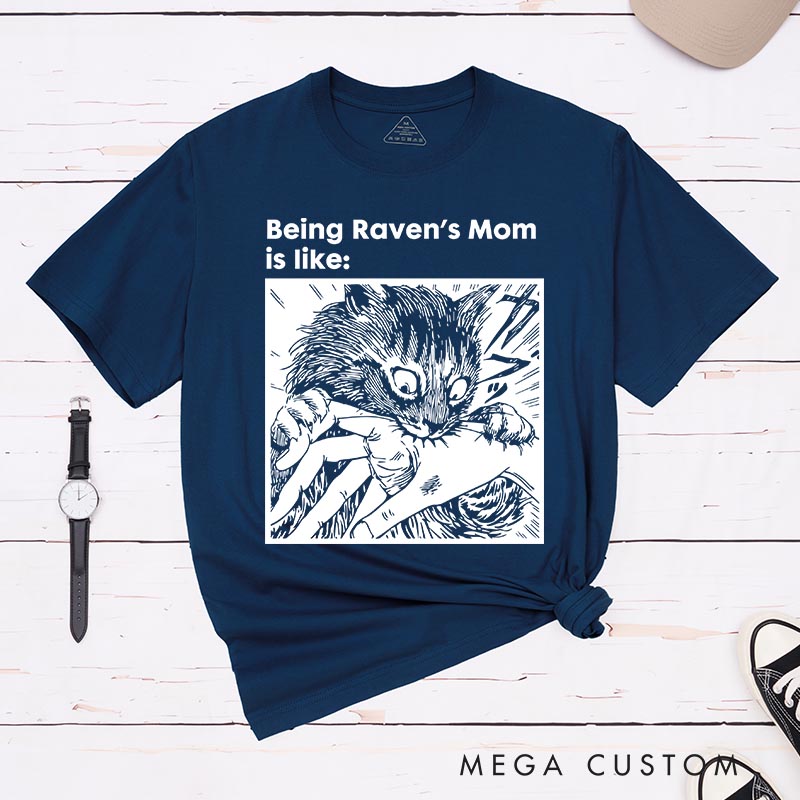 Personalized Creepy Cat Bite Classic T-Shirts Japanese Cat Mom Dad Tshirt Cats Crazy Shirt Cat Lover Anime Lover