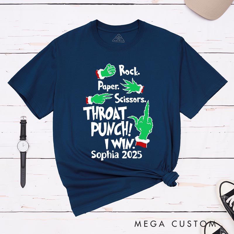 Personalized Throat Punch Funny Christmas Movie Classic T-Shirts Holiday Tshirt Christmas Gift