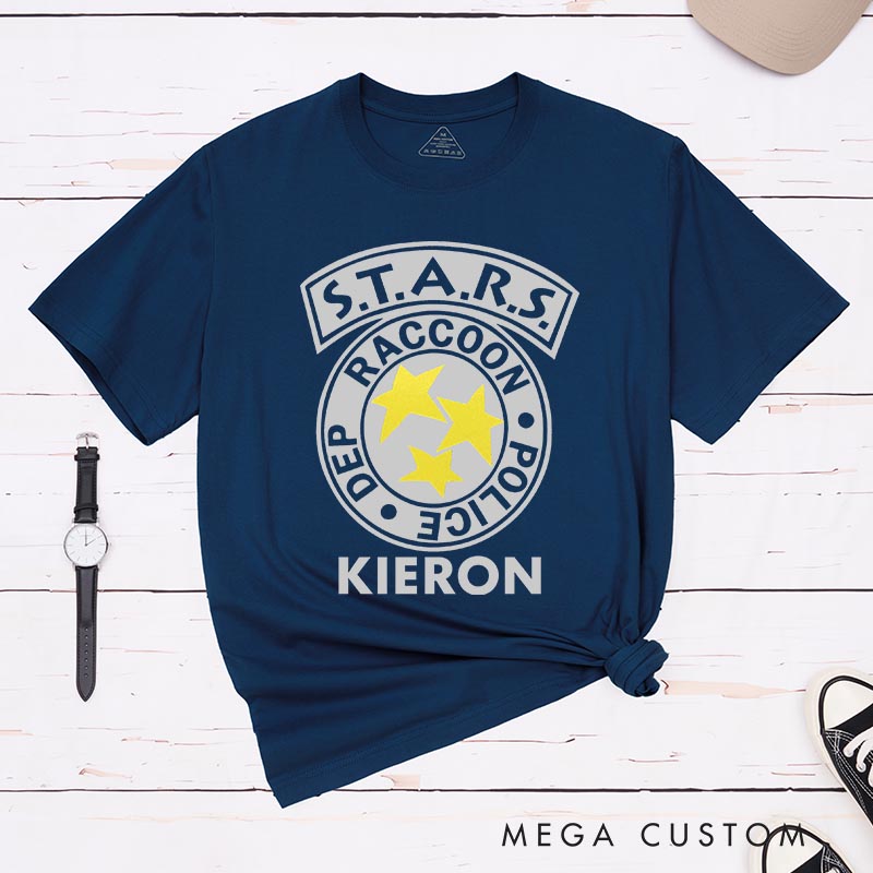 Personalized Raccoon Police Classic T-Shirts Horror Video Game Tshirt Geek Gaming Nerd Shirt Halloween