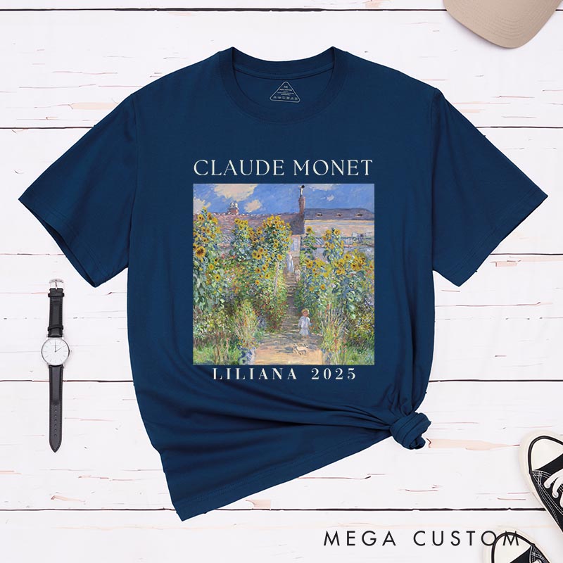 Personalized Claude Monet The Artist's Garden Classic T-Shirts Painting Impressionism Tshirt Artsy Aesthetic Famous Painter Art Lover Shirt