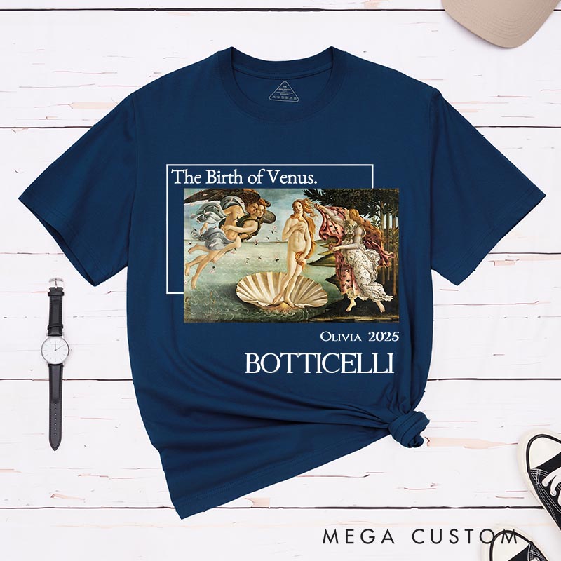 Personalized The Birth of venus Artist Classic T-Shirts Painting Impressionism Tshirt Artsy Aesthetic Famous Painter Art Lover Shirt