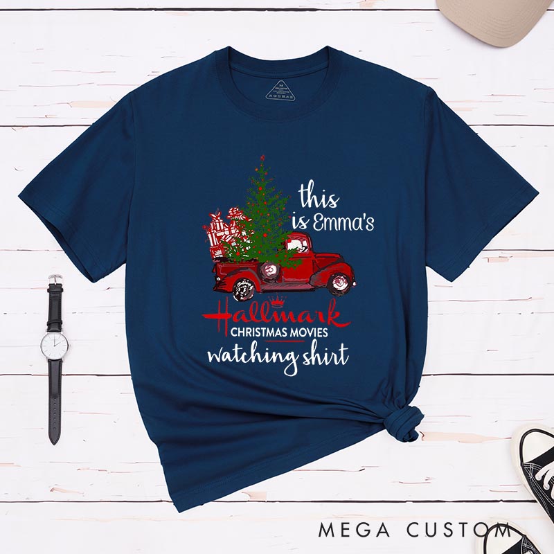 Personalized Christmas Movie Watching Shirt Movie Classic T-Shirts Vintage Holiday Movies Tshirt Family Movie Shirt