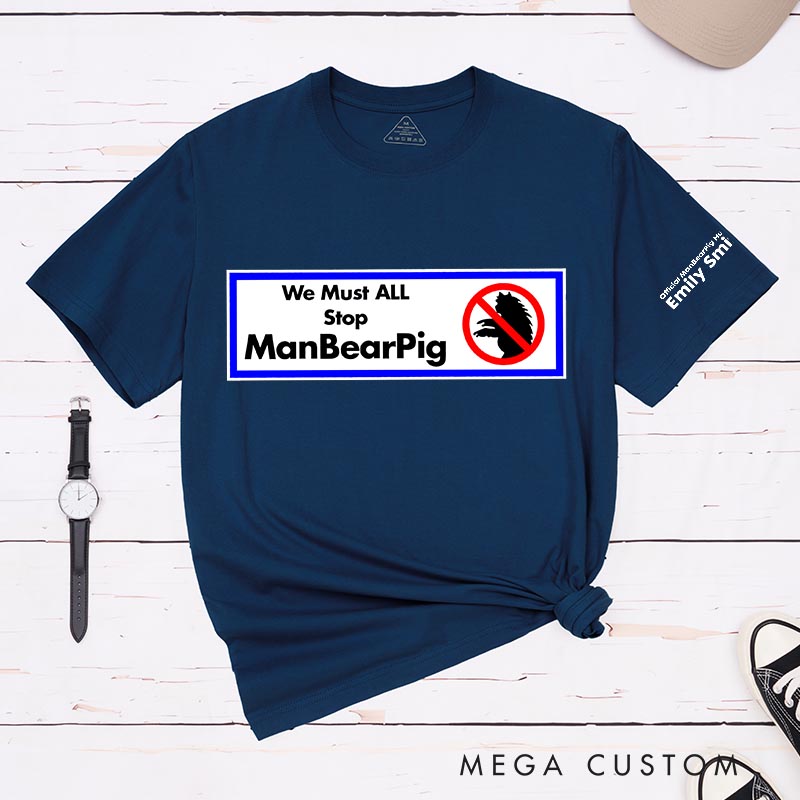 Personalized Man Bear Pig Funny Cartoon TV Series Classic T-Shirts Cartoon TV Show Film Fan Tshirt