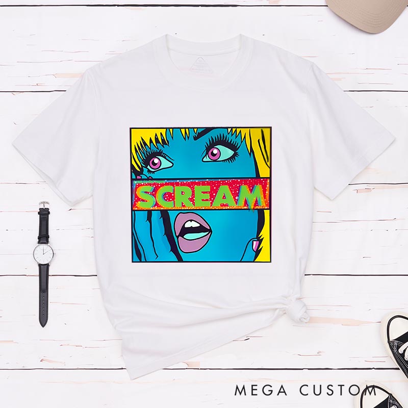 Personalized Pop Art Style Scream Classic T-Shirts Horror Movie Tshirt 80s Horror Movie Shirt