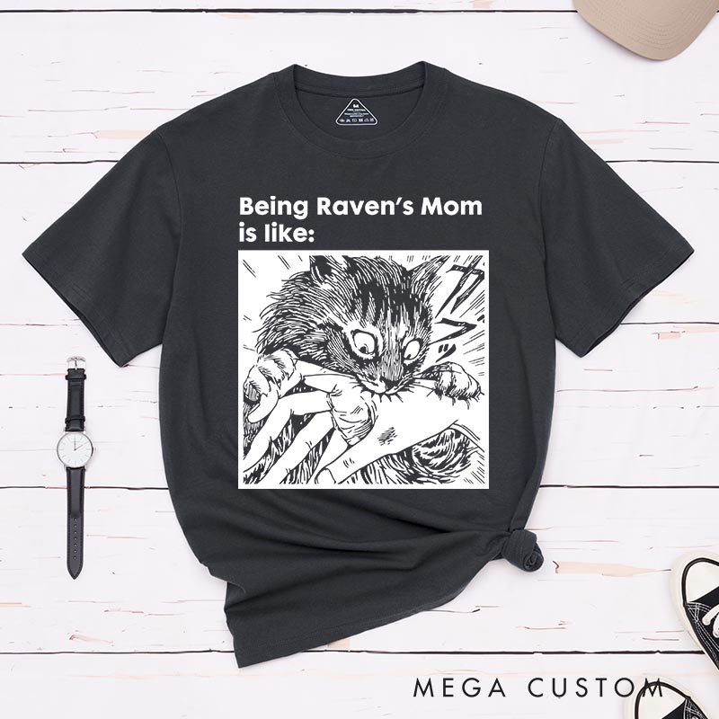 Personalized Creepy Cat Bite Classic T-Shirts Japanese Cat Mom Dad Tshirt Cats Crazy Shirt Cat Lover Anime Lover