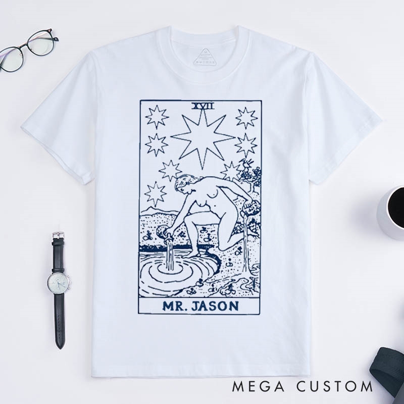 Personalized Tarot Lovers Classic T-Shirts Set of 3 Tarot Card T-Shirts The Star The Lovers The Moon Retro style Gift Clothing