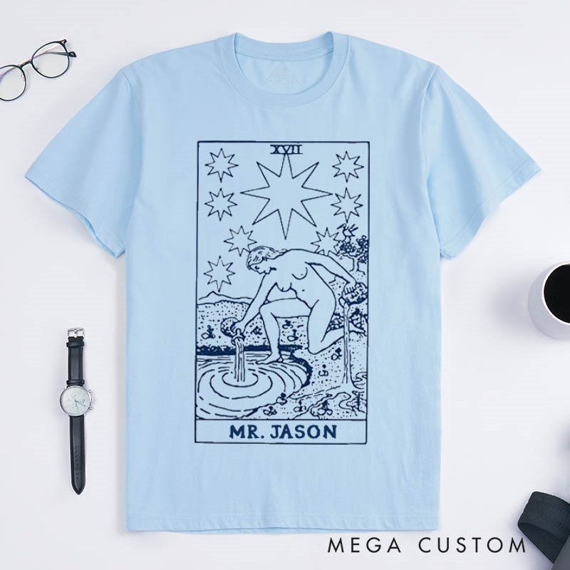 Personalized Tarot Lovers Classic T-Shirts Set of 3 Tarot Card T-Shirts The Star The Lovers The Moon Retro style Gift Clothing