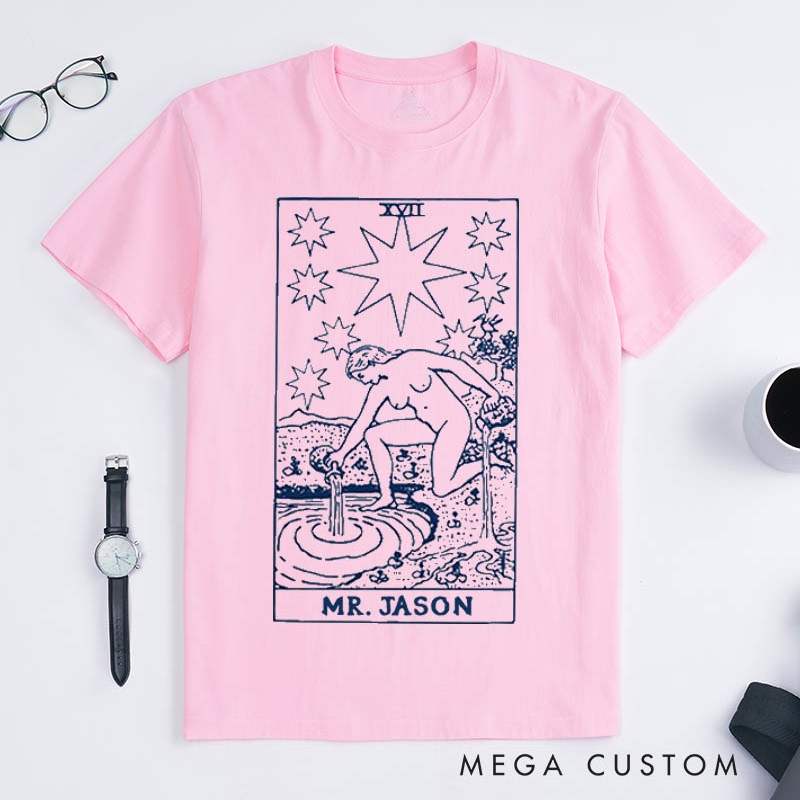 Personalized Tarot Lovers Classic T-Shirts Set of 3 Tarot Card T-Shirts The Star The Lovers The Moon Retro style Gift Clothing