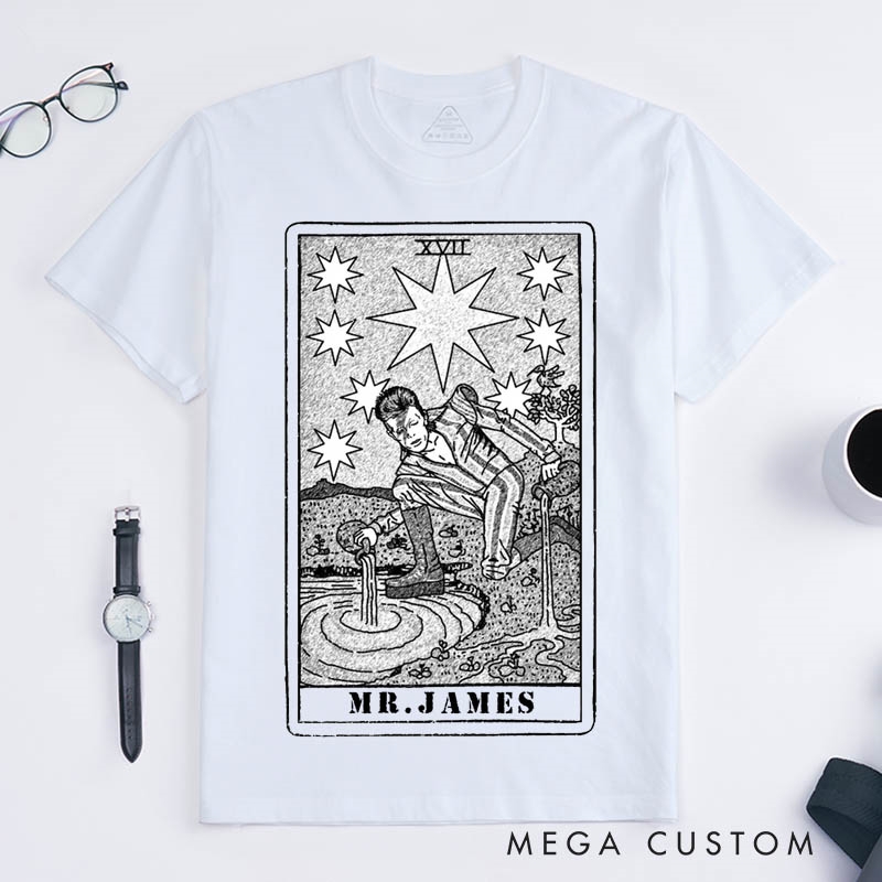 Personalized Tarot Lovers Classic T-Shirts The Star Tarot Card Mystical Astrology Tarot Card Art Clothing Gift 