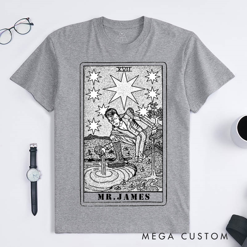 Personalized Tarot Lovers Classic T-Shirts The Star Tarot Card Mystical Astrology Tarot Card Art Clothing Gift 