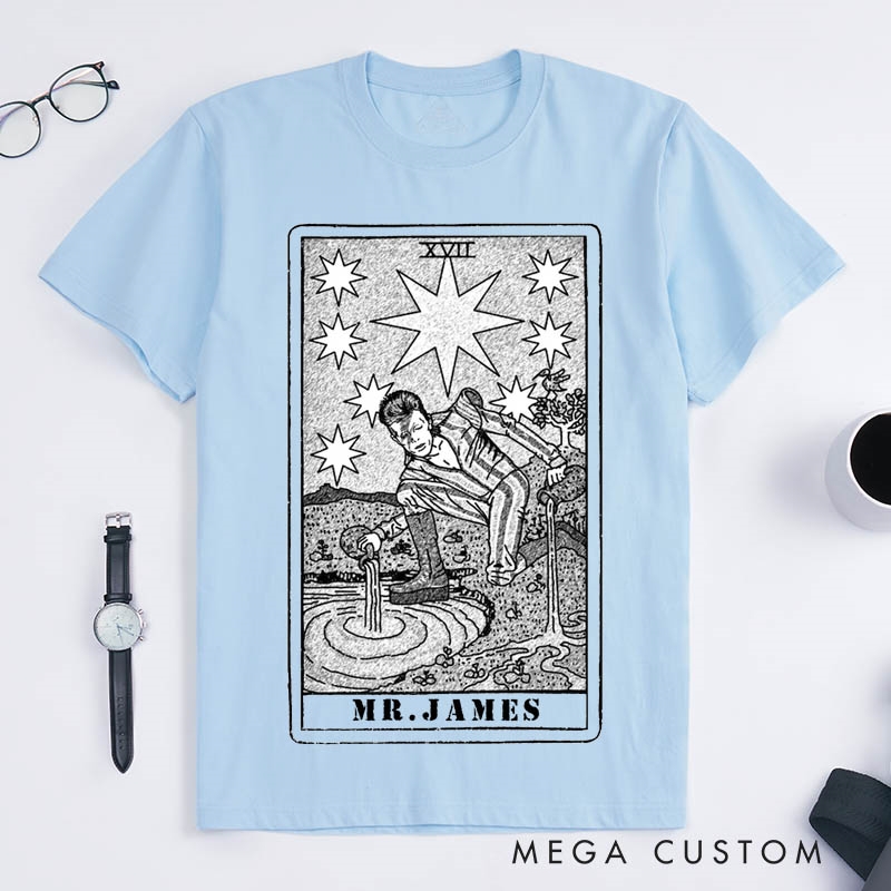 Personalized Tarot Lovers Classic T-Shirts The Star Tarot Card Mystical Astrology Tarot Card Art Clothing Gift 
