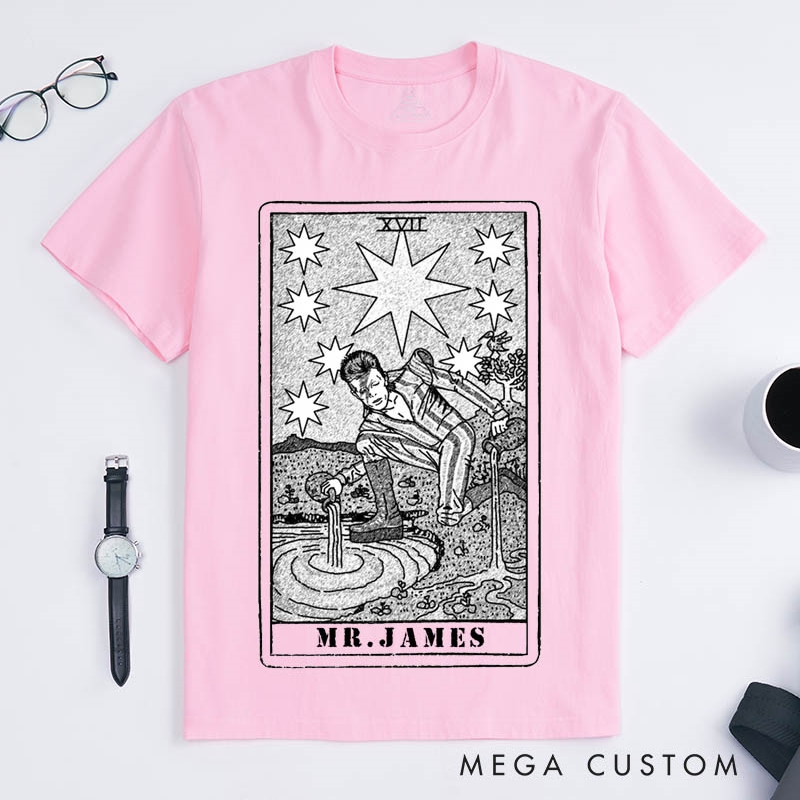 Personalized Tarot Lovers Classic T-Shirts The Star Tarot Card Mystical Astrology Tarot Card Art Clothing Gift 