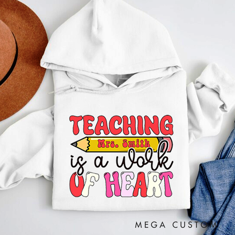 Personalized Teaching Is a Work of Heart Pencil and Bold Letter Design Hoodies