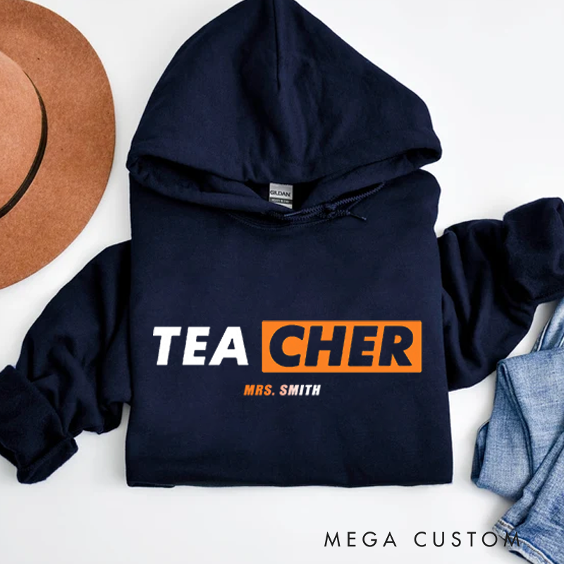 Personalized Teacher Bold Text Design Hoodies Minimalist Style Perfect Gift for Teachers