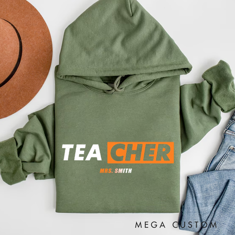 Personalized Teacher Bold Text Design Hoodies Minimalist Style Perfect Gift for Teachers