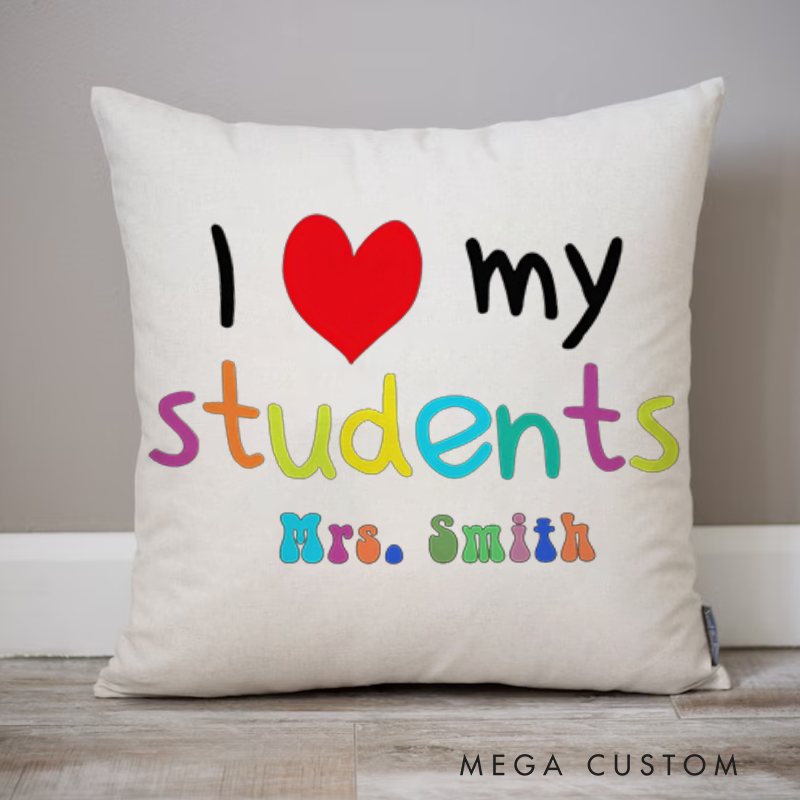 Personalized Teachers Throw Pillow Colorful Text Design Heartwarming Gift for Teachers