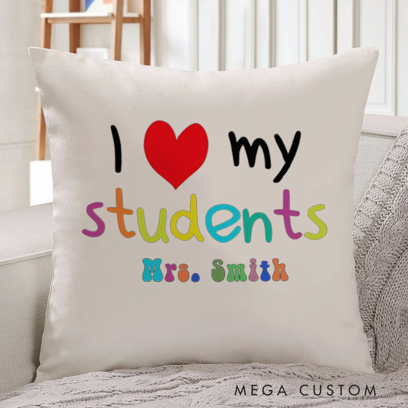Personalized Teachers Throw Pillow Colorful Text Design Heartwarming Gift for Teachers