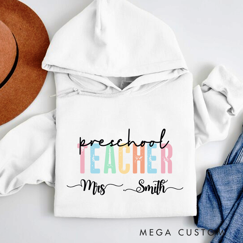 Personalized Teacher Hoodies Preschool Teacher Pastel Color Design Perfect Gift for Teachers