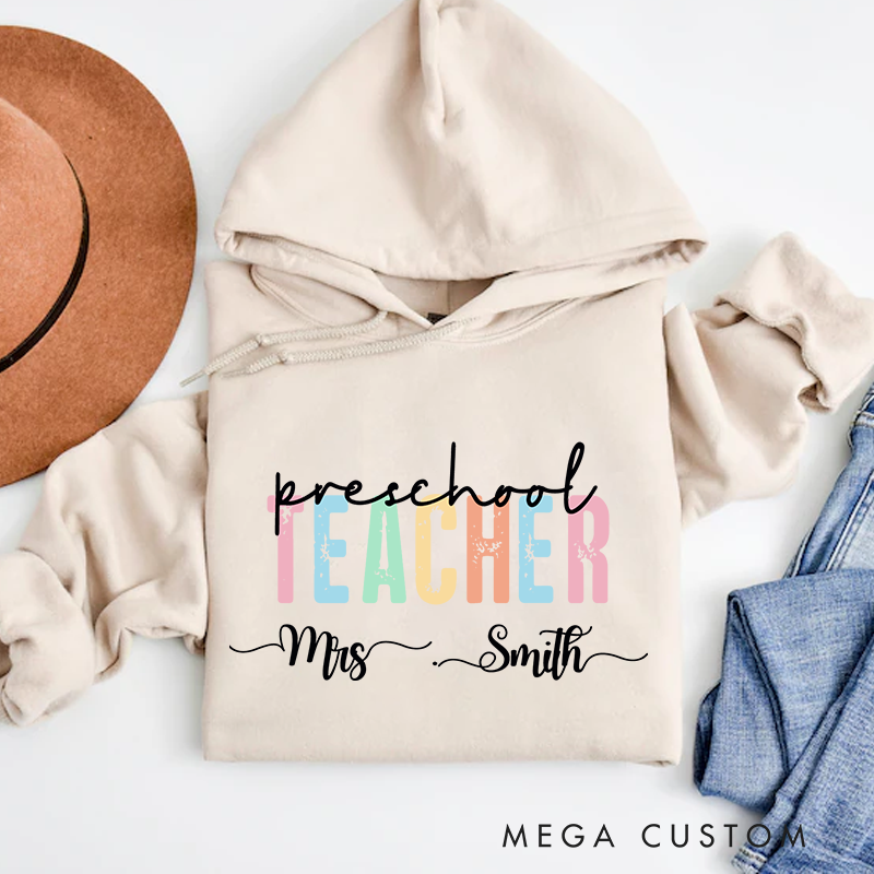 Personalized Teacher Hoodies Preschool Teacher Pastel Color Design Perfect Gift for Teachers