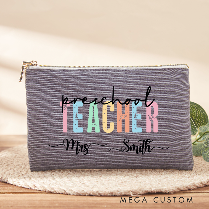 Personalized Teacher Makeup Bag Preschool Teacher Pastel Color Design Perfect Gift for Teachers