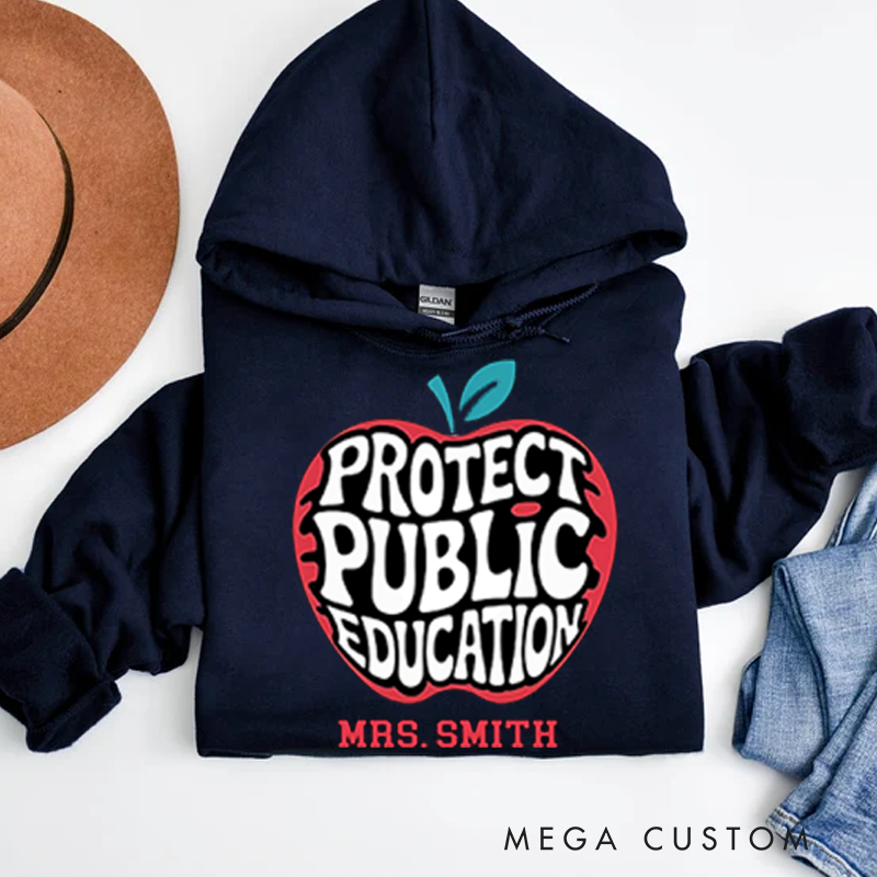 Personalized Teachers Hoodies Bold Apple Design Support Public Education Perfect Advocacy Gift for Teacher