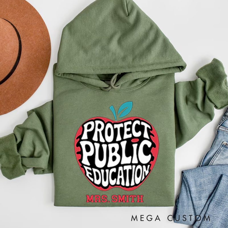 Personalized Teachers Hoodies Bold Apple Design Support Public Education Perfect Advocacy Gift for Teacher