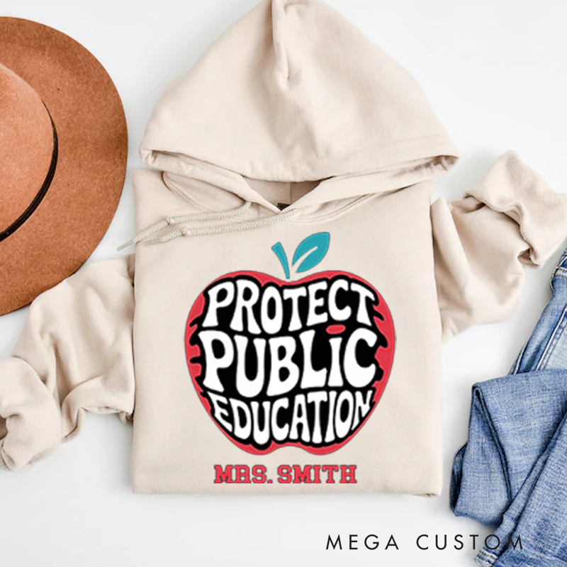 Personalized Teachers Hoodies Bold Apple Design Support Public Education Perfect Advocacy Gift for Teacher