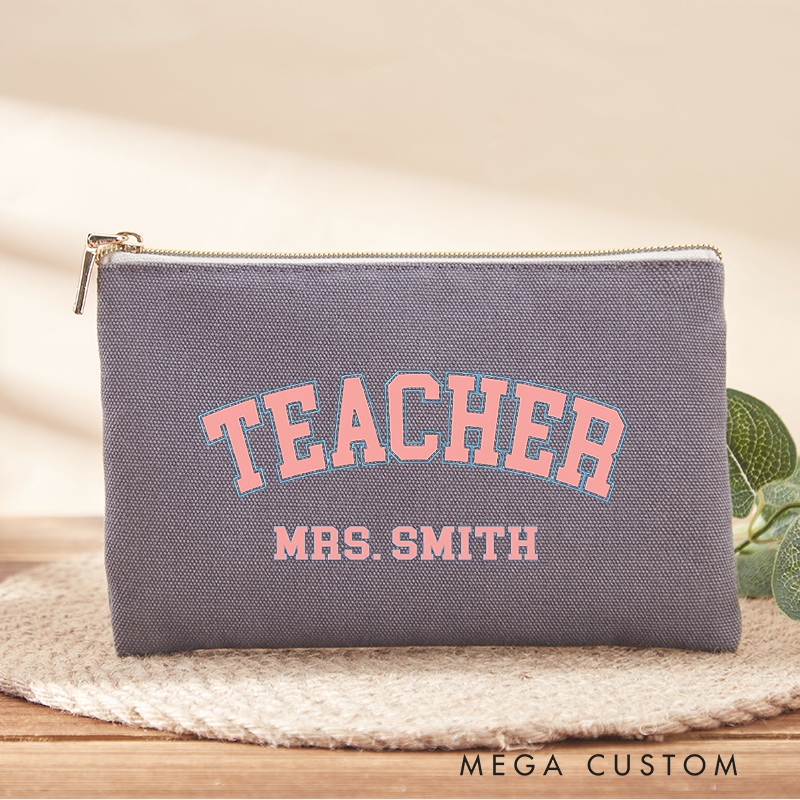 Personalized Teacher Makeup Bag Classic Teacher Minimalist Design Gift for Teachers