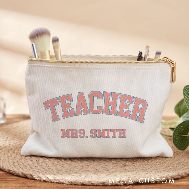 Personalized Teacher Makeup Bag Classic Teacher Minimalist Design Gift for Teachers