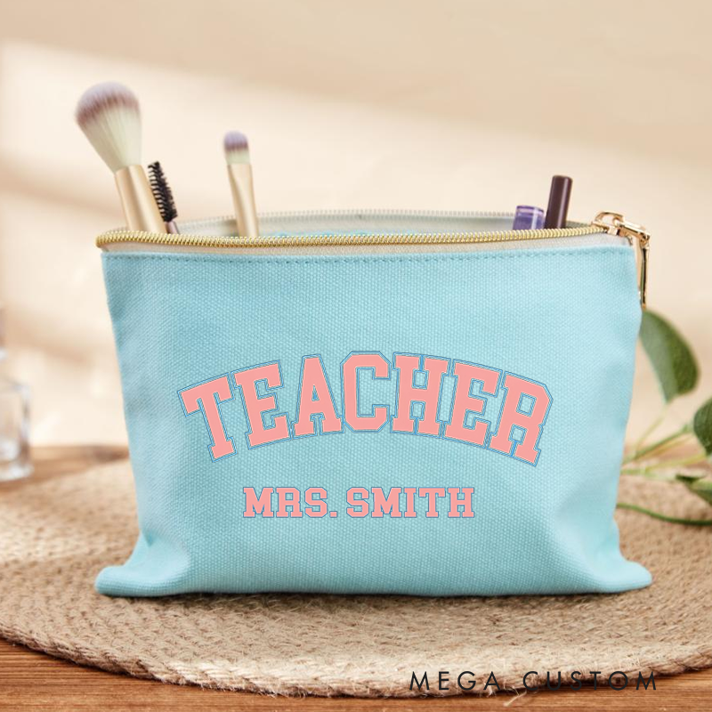 Personalized Teacher Makeup Bag Classic Teacher Minimalist Design Gift for Teachers