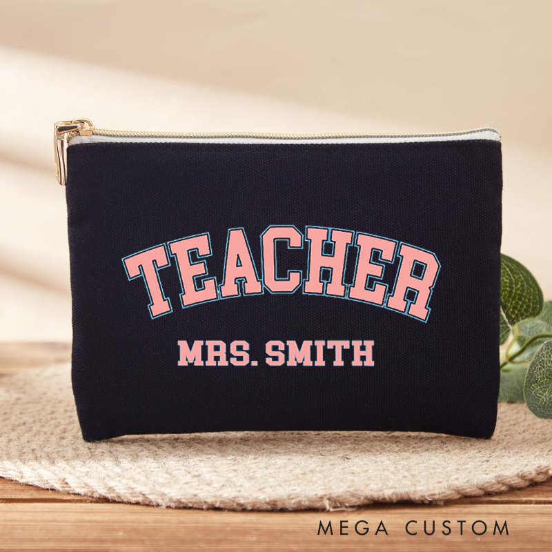 Personalized Teacher Makeup Bag Classic Teacher Minimalist Design Gift for Teachers