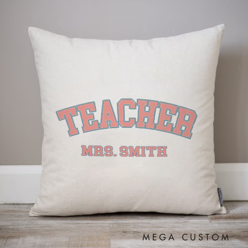 Personalized Teachers Throw Pillow Classic Teacher Minimalist Design Gift for Teachers