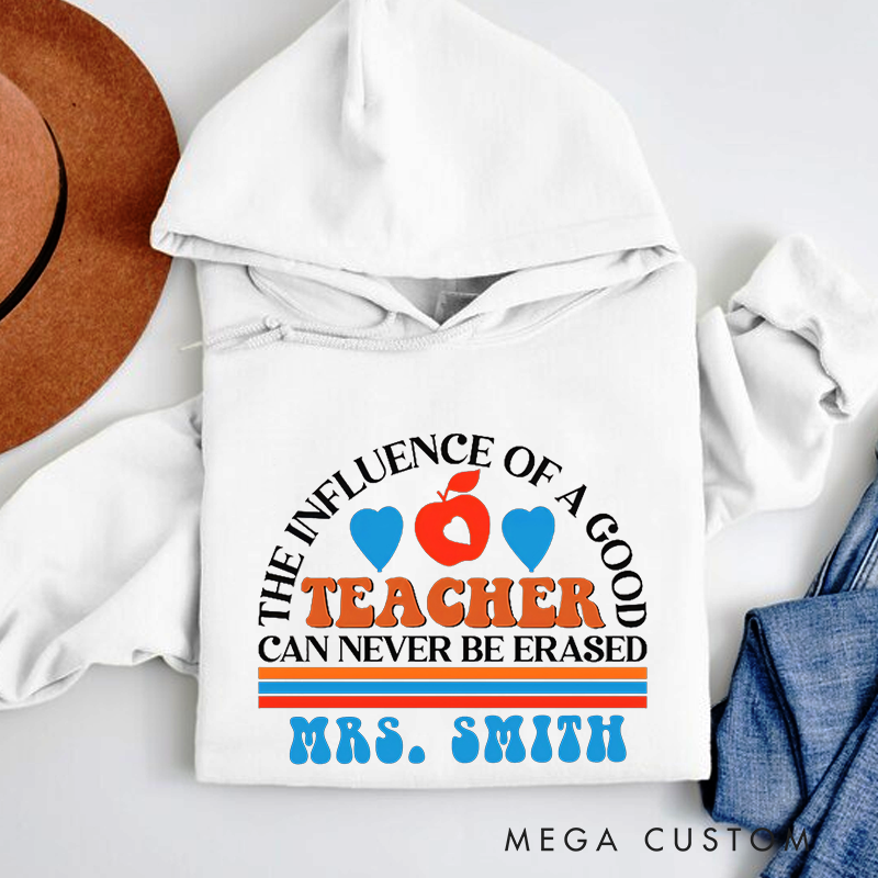 Personalized Teacher Hoodies the Influence of a Good Teacher Apple and Heart Design Retro Style Gift for Teachers