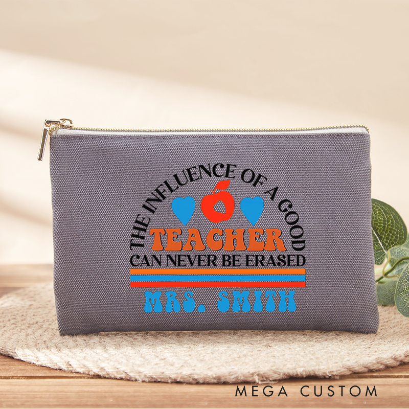 Personalized Teacher Makeup Bag the Influence of a Good Teacher Apple and Heart Design Retro Style Gift for Teachers