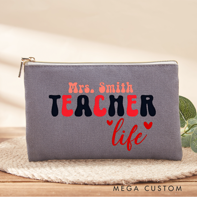 Personalized Teacher Makeup Bag Teacher Life Heartfelt Stylish Gift for Teachers
