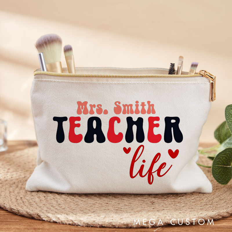 Personalized Teacher Makeup Bag Teacher Life Heartfelt Stylish Gift for Teachers