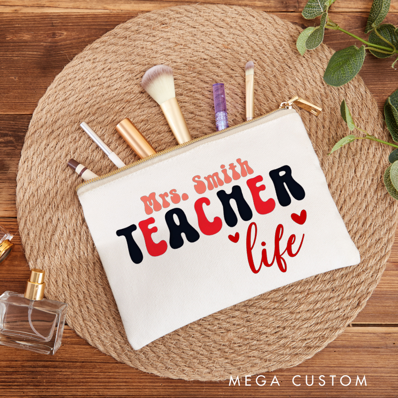 Personalized Teacher Makeup Bag Teacher Life Heartfelt Stylish Gift for Teachers