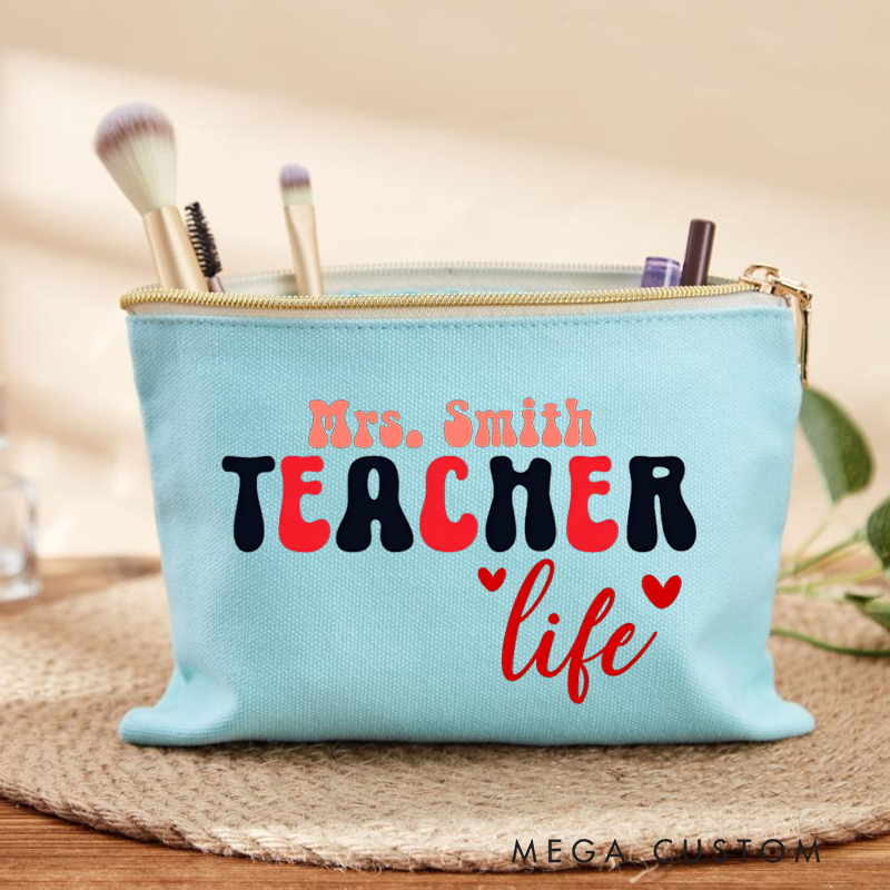 Personalized Teacher Makeup Bag Teacher Life Heartfelt Stylish Gift for Teachers