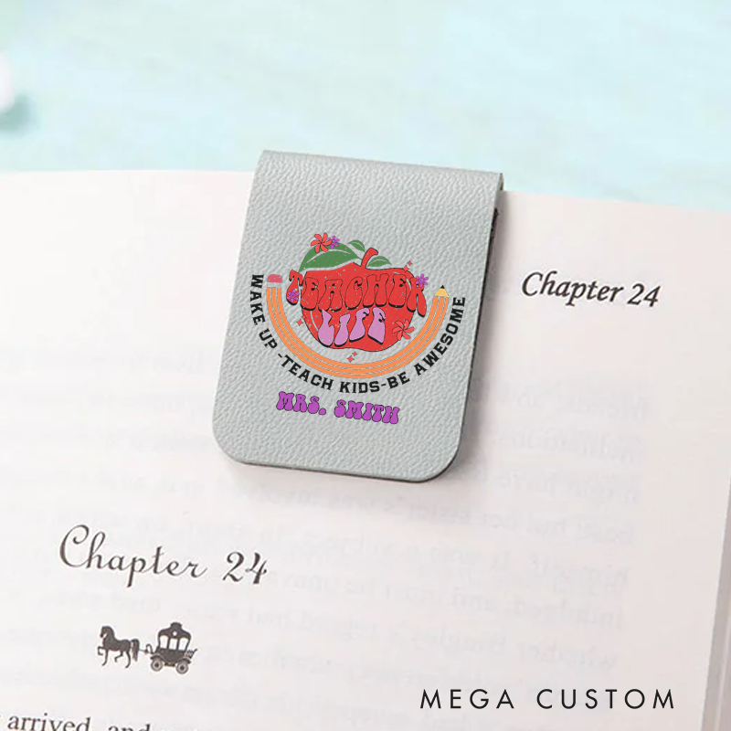 Personalized Leather Magnetic Bookmark Teacher Life Wake Up Teach Kids Be Awesome Retro Gift for Teachers