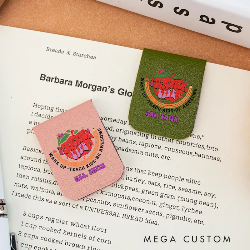 Personalized Leather Magnetic Bookmark Teacher Life Wake Up Teach Kids Be Awesome Retro Gift for Teachers