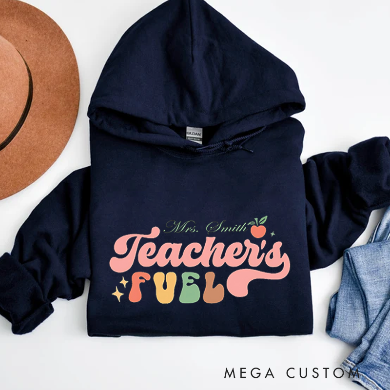 Personalized Hoodies Teacher's Fuel Retro Fun Gift for Teachers