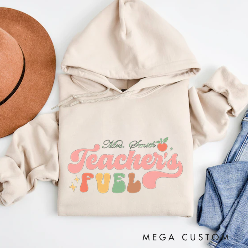 Personalized Hoodies Teacher's Fuel Retro Fun Gift for Teachers