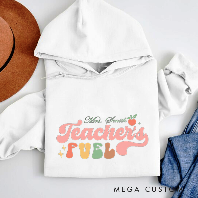 Personalized Hoodies Teacher's Fuel Retro Fun Gift for Teachers