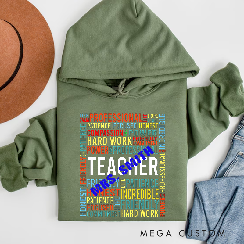 Personalized Hoodies Teacher Professional Power Patience Gift for Teachers