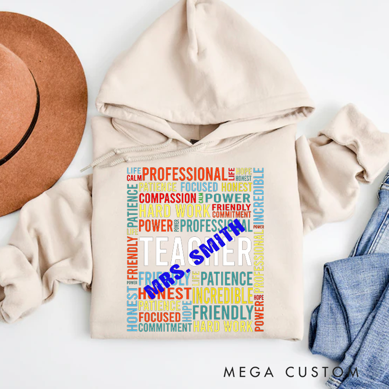 Personalized Hoodies Teacher Professional Power Patience Gift for Teachers